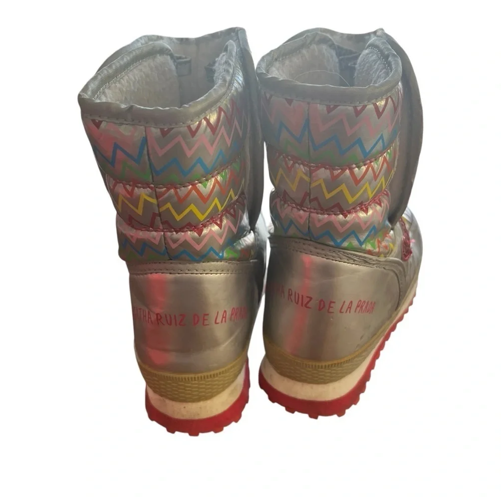Agatha Ruiz De La Prada Colorful Zigzag Kids Snow Boots